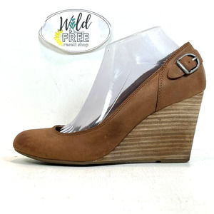 Lucky Brand Tan Wedge Heels with Buckle